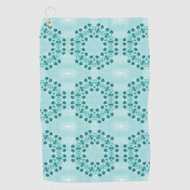 Serviette De Golf Motif floral, bleu Turquoise (Devant)