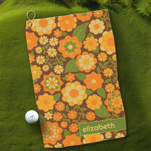 Serviette De Golf Motif Floral Retro tendance Bloc de nom personnali