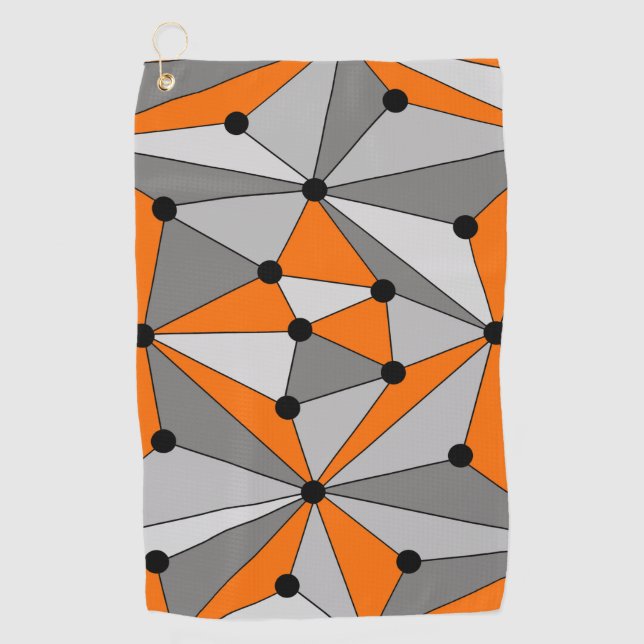 Serviette De Golf motif géométrique Abstrait - gris et orange. (Devant)