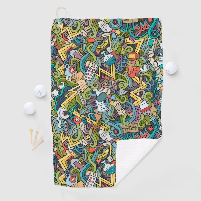 Serviette De Golf Motif Médicale d'icône d'art abstrait (En situation)