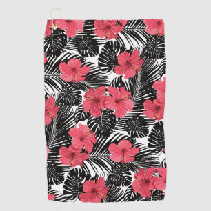 Serviette De Golf Motif moderne de palmiers tropicaux et d'hibiscus