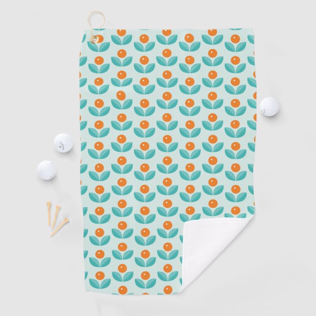 Serviette De Golf Motif orange géométrique de style scandinave (En situation)
