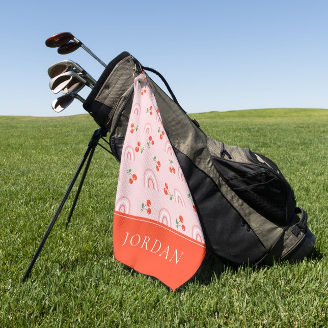 Serviette De Golf Motif rose arc-en-ciel cerise (Vert)