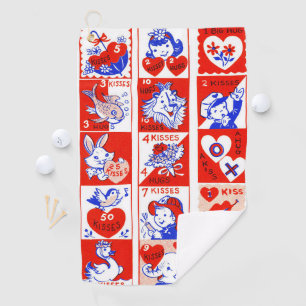 Serviette De Golf Motif timbre de la Saint-Valentin vintage des anné