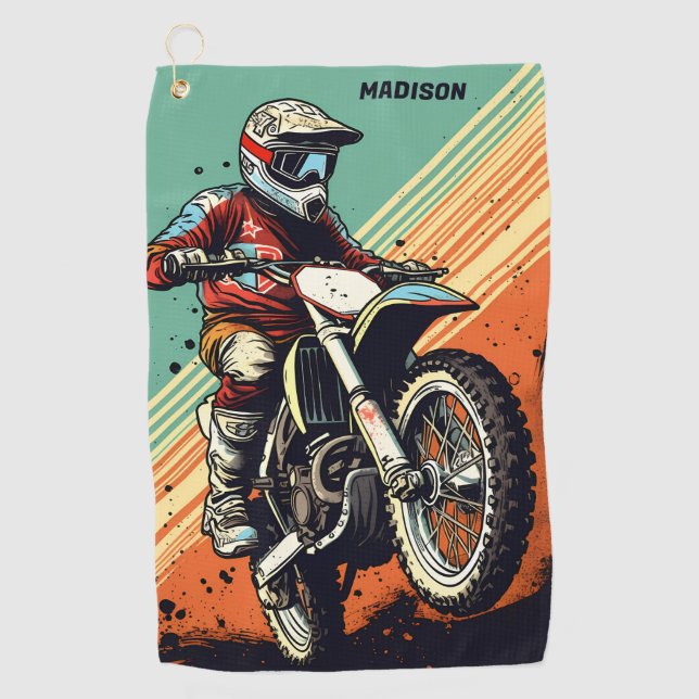 Serviette De Golf Motocross de nom personnalisé (Devant)