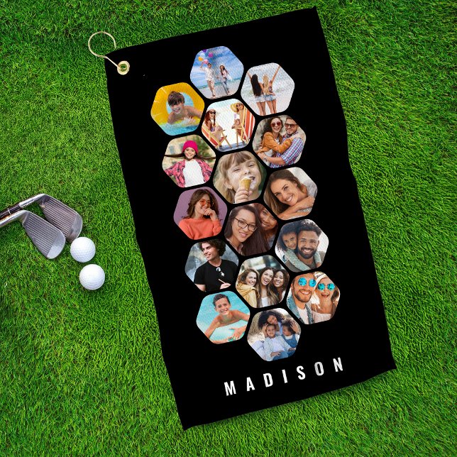 Serviette De Golf Multiphoto Collage simple moderne personnalisé (Créateur téléchargé)