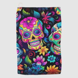 Serviette De Golf Neon Sugar Skull