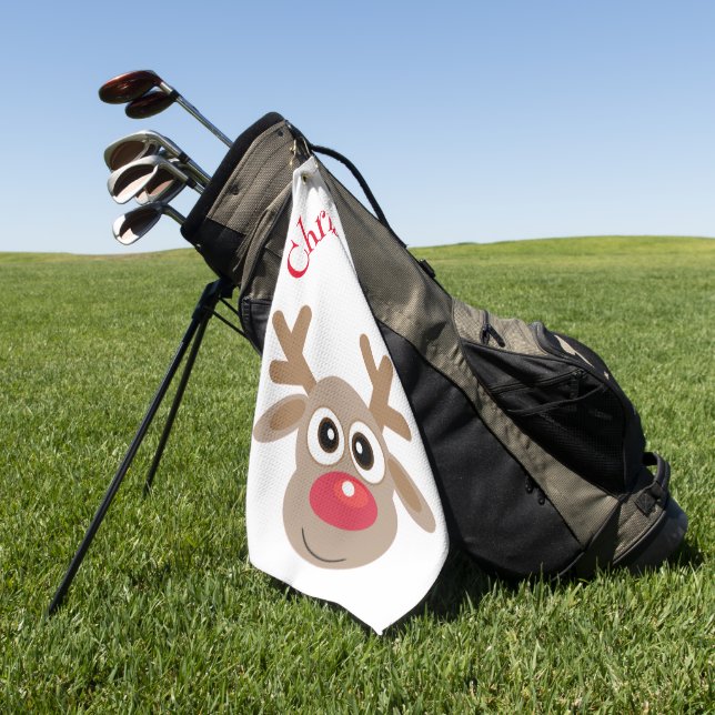 Serviette De Golf Noël Drôle Reindeer Cartoon Nouveauté Mignonne (Vert)