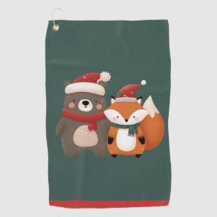 Serviette De Golf Noël/hiver Mignonne Ours et renard