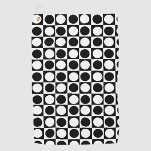Serviette De Golf Noir blanc À damiers Pois