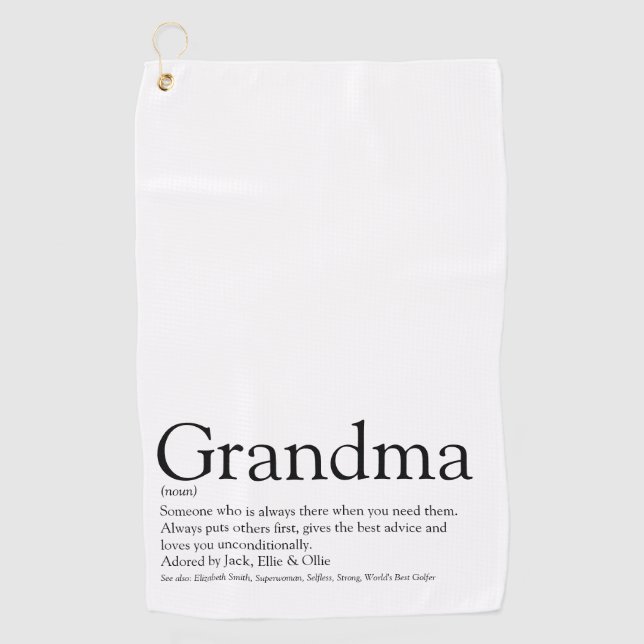 Serviette De Golf Noir et blanc Moderne Amusants Grand-mère (Devant)