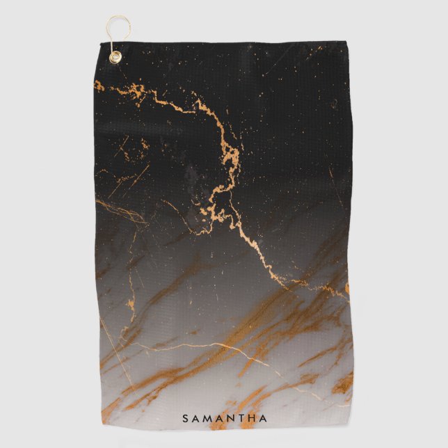 Serviette De Golf Noir et Marbre blanc (Devant)