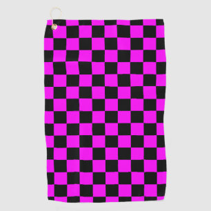 Serviette De Golf Noir + Pink Check À damiers Motif de tableau de bo