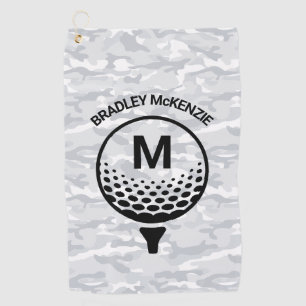 Serviette De Golf Nom de golfeur monogramme camouflage