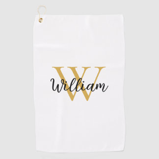 Serviette De Golf Nom de monogramme Gold Simple Personnalisé