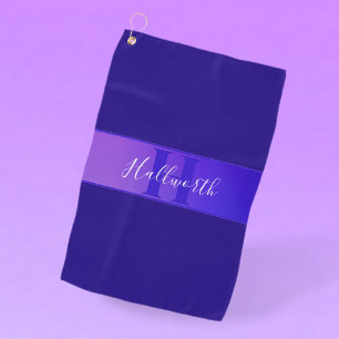 Serviette De Golf Nom de script élégant moderne & Monogram Ombre Pur