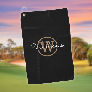 Serviette De Golf Nom de style de script personnalisé Monogramme
