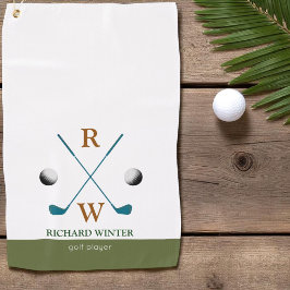 Serviette De Golf Nom du golfplayer, clubs & balles élégant