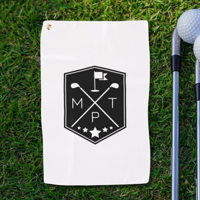 Serviette De Golf Nom du monogramme personnalisé (Créateur téléchargé)