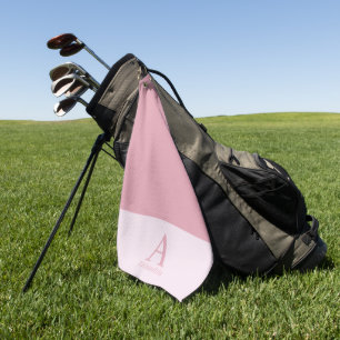 Serviette De Golf Nom du monogramme rose moderne minimal