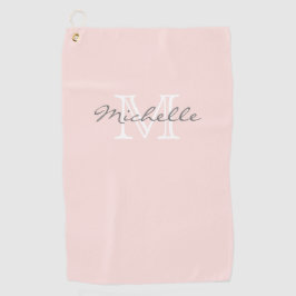 Serviette De Golf Nom minimal élégant et monogramme rose