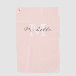 Serviette De Golf Nom minimal élégant et monogramme rose