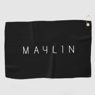 Serviette De Golf Nom modifiable minimaliste moderne   Noir & Blanc