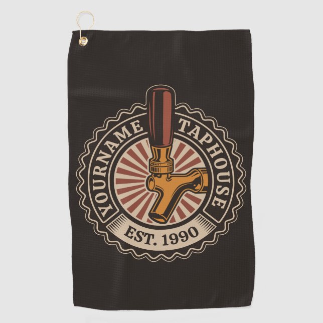 Serviette De Golf NOM Personnalisé Artisanat Bière Taphouse Brasseri (Devant)