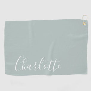 Serviette De Golf Nom personnalisé de script minimaliste   Dusty Blu