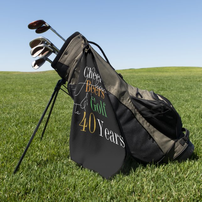 Serviette De Golf Nom personnalisé Golf Cheers Bières 40 ans (Vert)