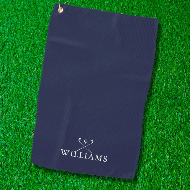 Serviette De Golf Nom personnalisé Golf Clubs Marine Blue (Créateur téléchargé)