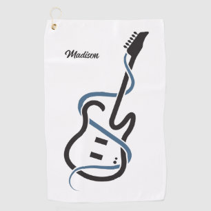 Serviette De Golf Nom personnalisé Guitare stylisée