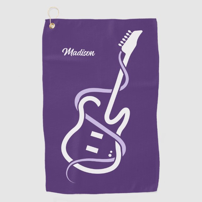 Serviette De Golf Nom personnalisé Guitare stylisée (Devant)