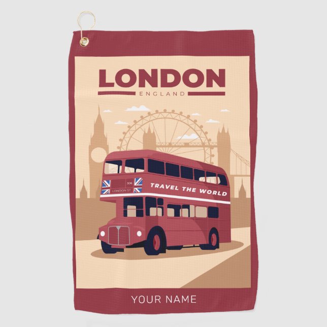 Serviette De Golf Nom personnalisé LONDON (Devant)