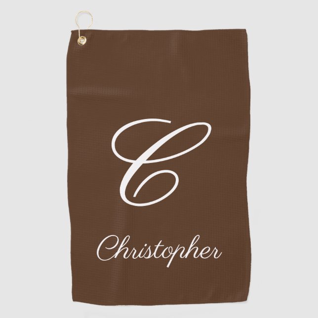 Serviette De Golf Nom Personnalisé Luxueux + Tournée De Golf Initial (Devant)