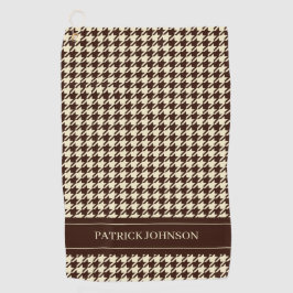 Serviette De Golf Nom personnalisé Monogramme Houndstooth Brown