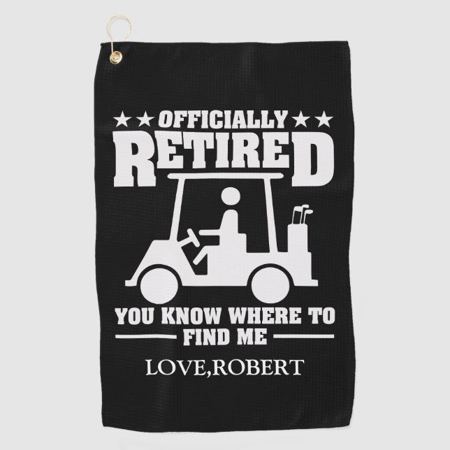 Serviette De Golf Nom personnalisé officiellement Retraité Cadeau Go (Devant)