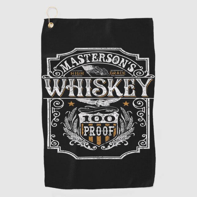 Serviette De Golf NOM personnalisé Old West Whiskey Brewery Bar (Devant)