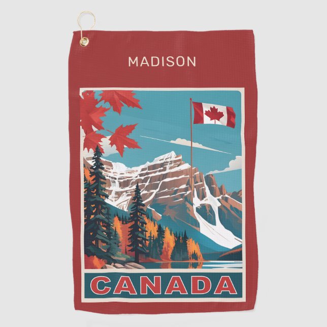 Serviette De Golf Nom personnalisé Poster de voyage Canada (Devant)