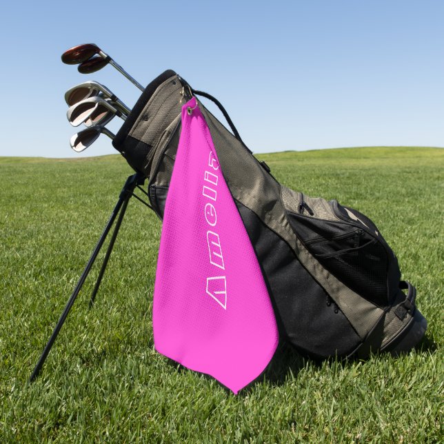 Serviette De Golf Nom personnalisé Simple Hot Rose (Vert)