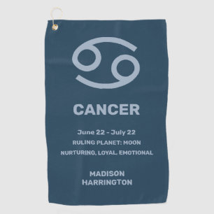 Serviette De Golf Nom personnalisé / Texte Zodiaque Signal Cancer