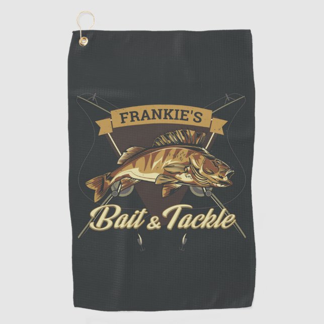 Serviette De Golf Nom personnalisé Trophée Pêche Pêcheur Pêcheur Bai (Devant)