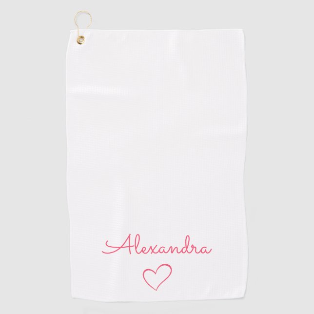 Serviette De Golf Nom rose mignon personnalisé (Devant)