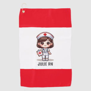 Serviette De Golf Nourriture Manga mignonne avec cheveux Brown Brown