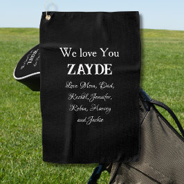 Serviette De Golf Nous t'aimons ZAYDE Cadeau Juif Grandpa Noms des e