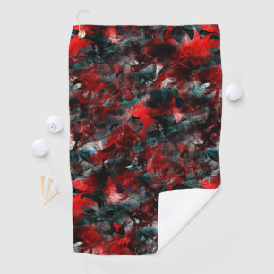 Serviette De Golf Nuit avec des feuilles rouges gâtés vifs tombés su