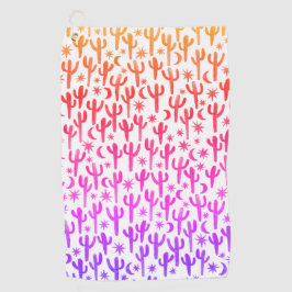 Serviette De Golf Nuit Désert Saguaro Cactus Aquarelle Ombre Coucher