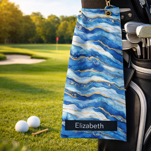 Serviette De Golf Ocean Jeweled Agate Personalized (Créateur téléchargé)