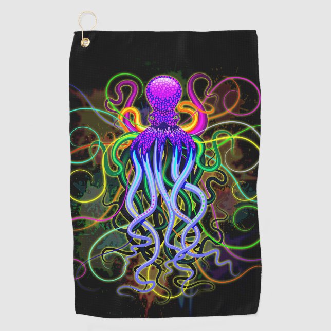 Serviette De Golf Octopus Luminescence psychédélique (Devant)