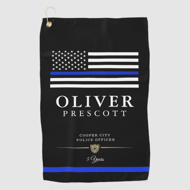 Serviette De Golf Officier de police | Anniversaire de service Noir (Devant)